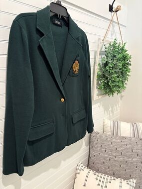 Lauren Ralph Lauren Dark Green Crest Blazer with Gold Buttons